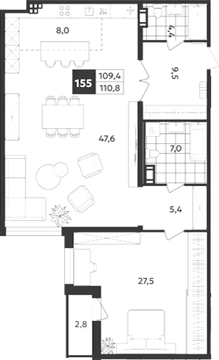 Планировка: Квартира 111 м² в «Дом на Бронницкой»