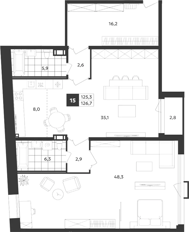 Планировка: Квартира 127 м² в «Дом на Бронницкой»