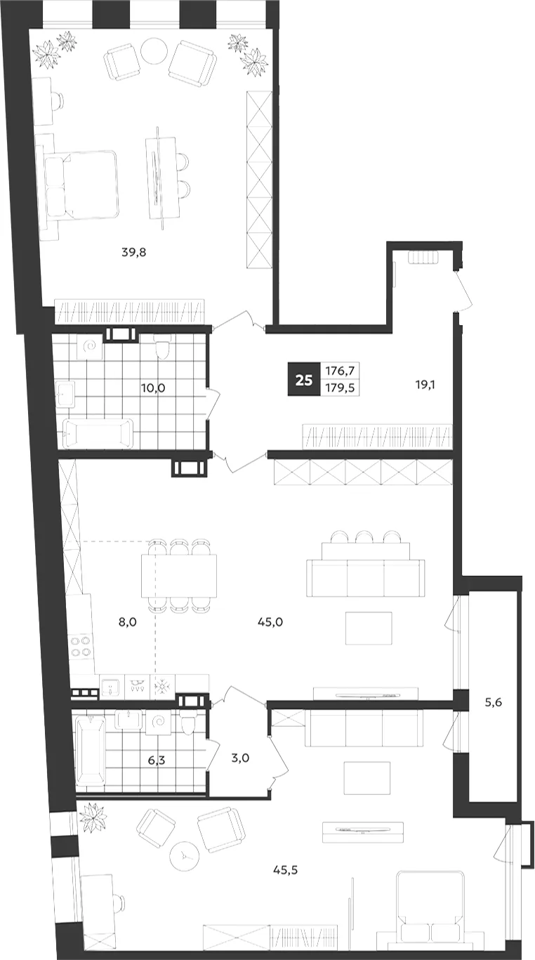 Планировка: Квартира 180 м² в «Дом на Бронницкой»