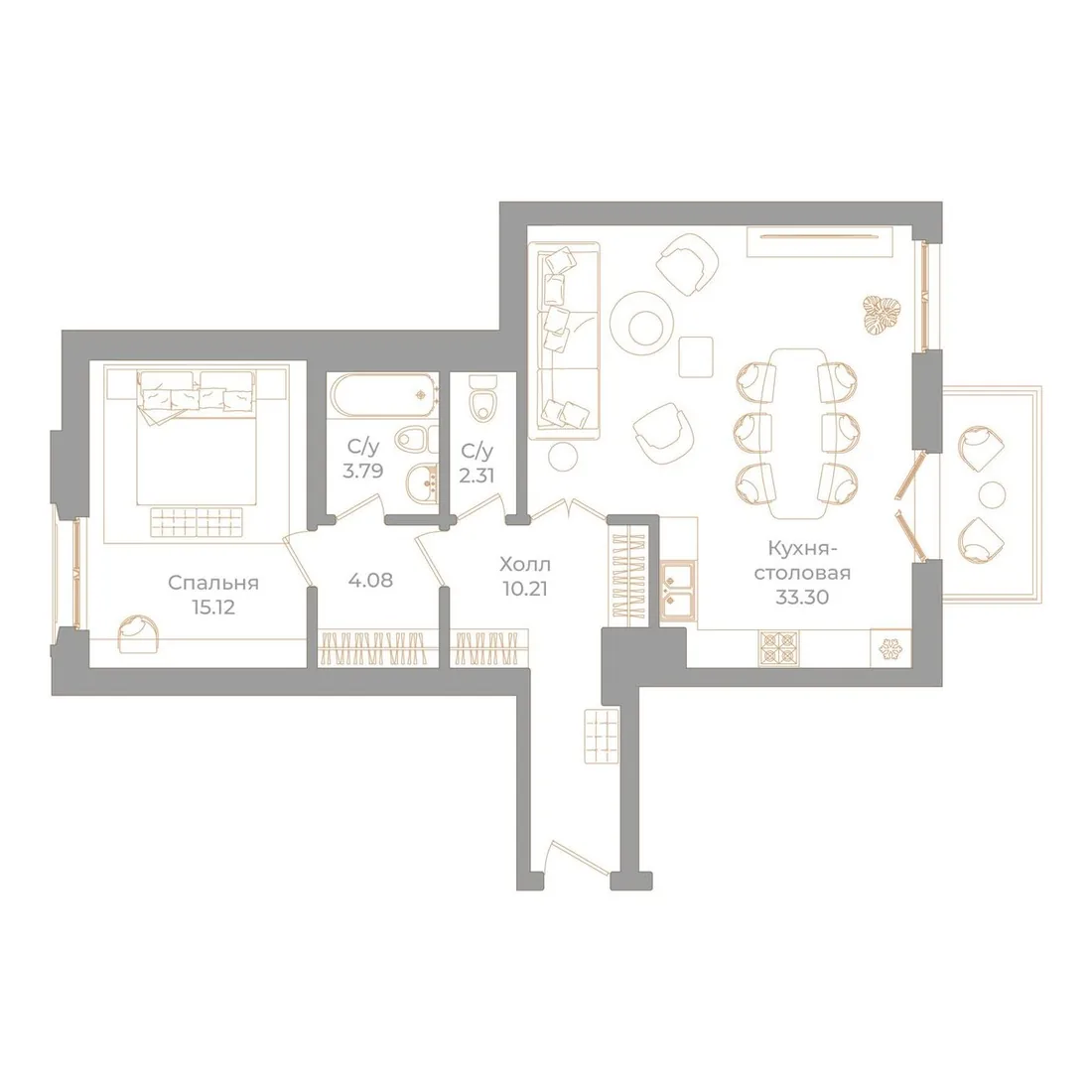 Планировка: Квартира 70 м² в «Фонтанка, 130»