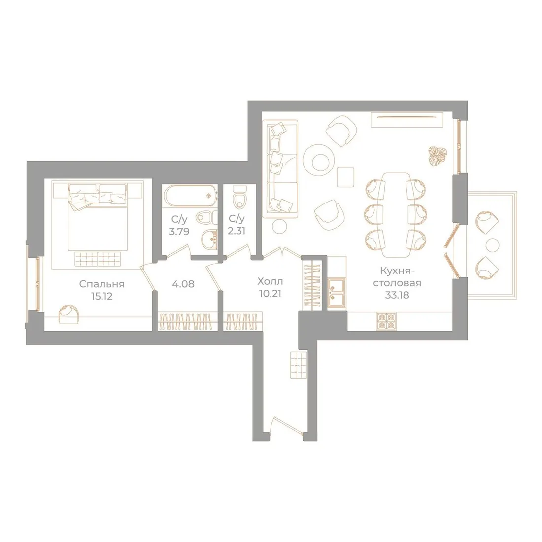 Планировка: Квартира 70 м² в «Фонтанка, 130»