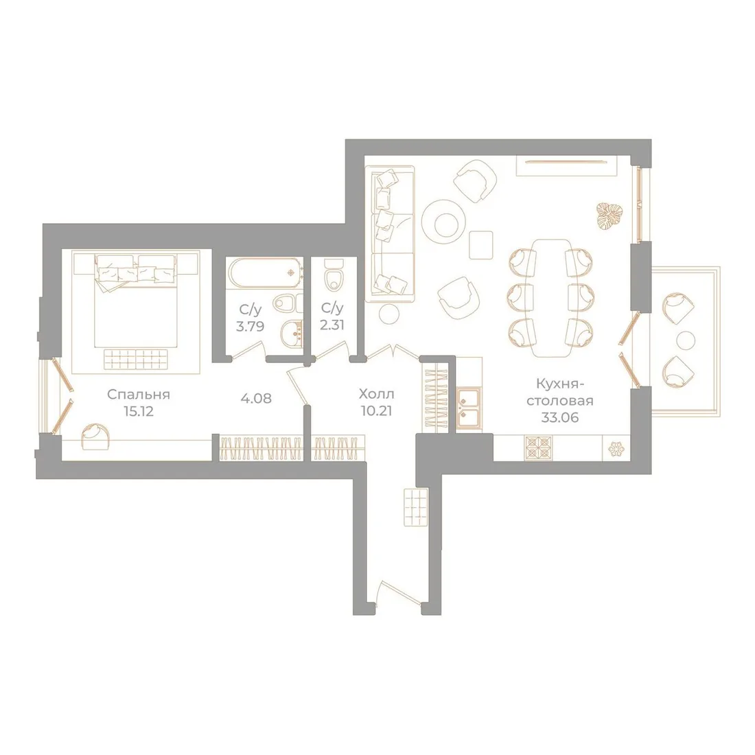 Планировка: Квартира 70 м² в «Фонтанка, 130»