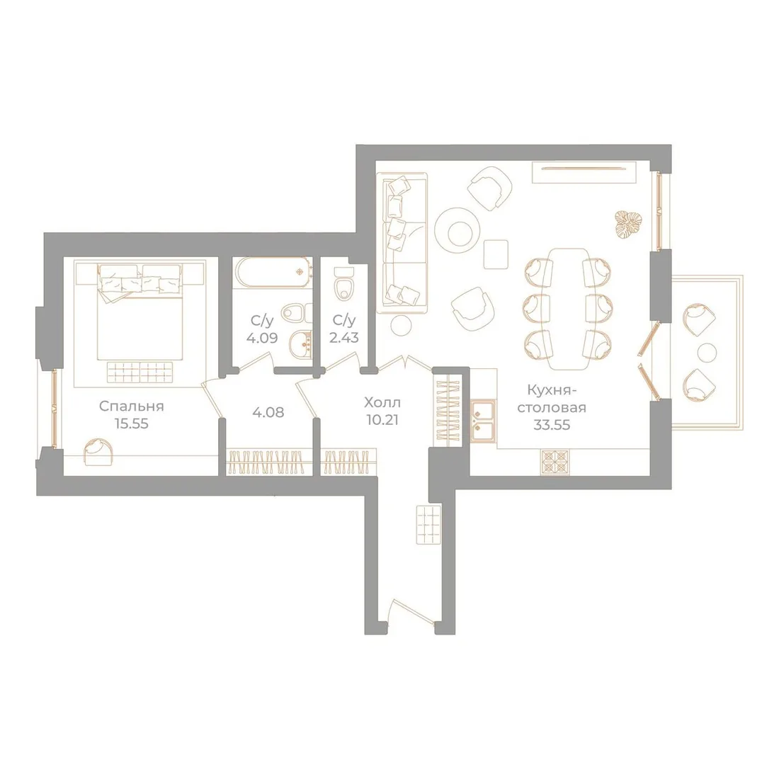 Планировка: Квартира 71 м² в «Фонтанка, 130»