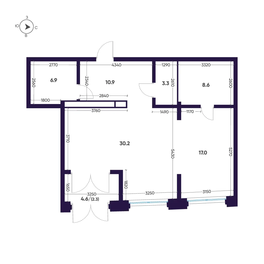 Планировка: Квартира 79 м² в «Мариинка Deluxe»